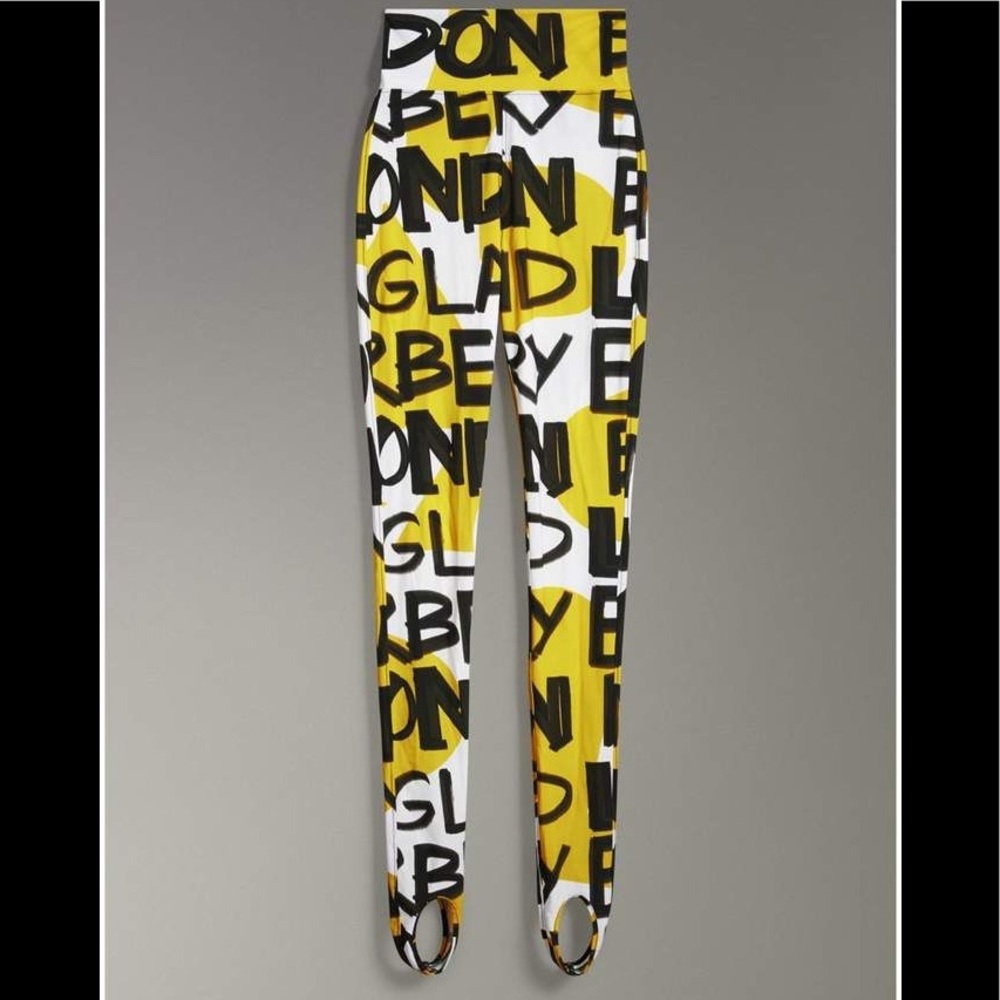 burberry new & authentic graffiti stirrup leggings